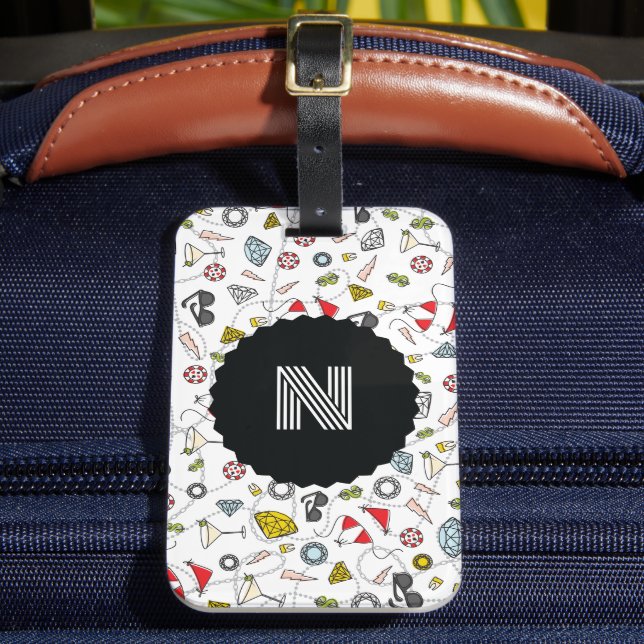 Monogramm Muster für Las Vegas Poolparty Gepäckanhänger (Vorderseite Insitu 2)