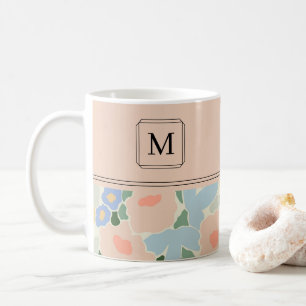 Monogramm Muster in Pastellrosa und Hellblau auf B Kaffeetasse