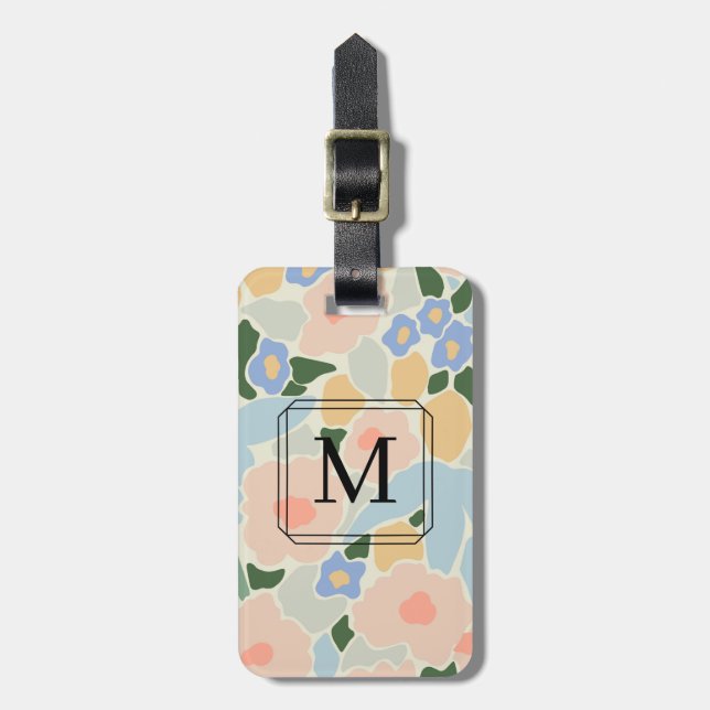 Monogramm Muster in Pastellrosa und Hellblau mit B Gepäckanhänger (Vorderseite vertikal)