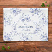 Monogramm Muster Klassische Blaue Blumen