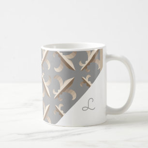 Monogramm Muster mit gestreiften Lilien Kaffeetasse