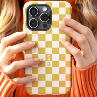 Monogramm Muster mit Gold und Weiß im Schachbrettm