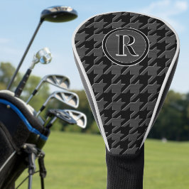 Monogramm Muster mit Houndstooth Schwarz & Grau Ho Golf Headcover