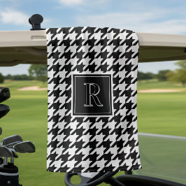 Monogramm Muster mit Hundszahnmuster Schwarz & Wei Golfhandtuch