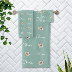 Monogramm Muster mit individuellem Namen Weiße Dai Badhandtuch Set
