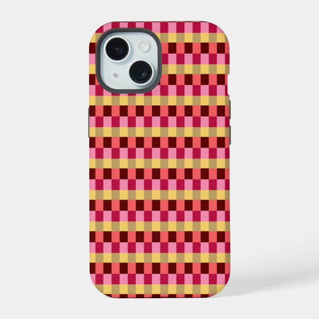 Monogramm Muster mit Punkten iPhone 15 Hülle (Rückseite)