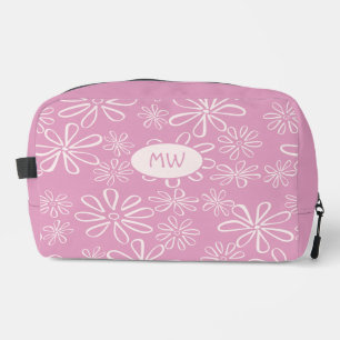 Monogramm Muster mit rosa und blassroten Blumen fü Waschbeutel