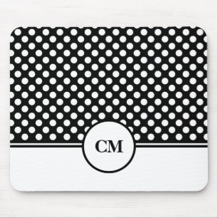 Monogramm Muster mit schwarzen und weißen Punkten Mousepad