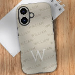Monogramm Muster Moderne Typografie iPhone 16 Hülle<br><div class="desc">Dieses elegante und stilvolle iPhone 16 Gehäuse mit einem modernen Monogramm-Muster, das mit Einfachheit und Eleganz im Sinne entworfen wurde. Der Fall zeigt ein personalisiertes Namensmuster mit einem sauberen, zeitgenössischen Schriftart und ist damit das perfekte Accessoire für diejenigen, die sowohl Individualität als auch Minimalismus schätzen. Die herausragende Funktion ist das...</div>