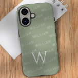 Monogramm Muster Moderne Typografie iPhone 16 Hülle<br><div class="desc">Dieses elegante und stilvolle iPhone 16 Gehäuse mit einem modernen Monogramm-Muster, das mit Einfachheit und Eleganz im Sinne entworfen wurde. Der Fall zeigt ein personalisiertes Namensmuster mit einem sauberen, zeitgenössischen Schriftart und ist damit das perfekte Accessoire für diejenigen, die sowohl Individualität als auch Minimalismus schätzen. Die herausragende Funktion ist das...</div>