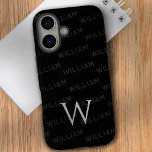 Monogramm Muster Moderne Typografie iPhone 16 Hülle<br><div class="desc">Dieses elegante und stilvolle iPhone 16 Gehäuse mit einem modernen Monogramm-Muster, das mit Einfachheit und Eleganz im Sinne entworfen wurde. Der Fall zeigt ein personalisiertes Namensmuster mit einem sauberen, zeitgenössischen Schriftart und ist damit das perfekte Accessoire für diejenigen, die sowohl Individualität als auch Minimalismus schätzen. Die herausragende Funktion ist das...</div>