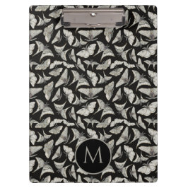 Monogramm Muster Schwarz Beige Motte Insekt Klemmbrett