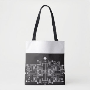 Monogramm Muster Schwarz-Weiß-Labyrinth Tasche