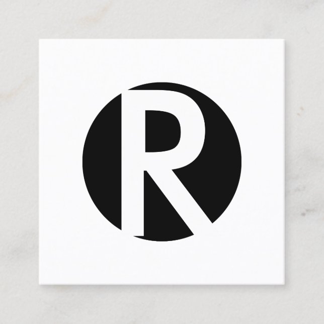 Monogramm-mutiger schwarzer zuerstkreis minimal quadratische visitenkarte (Vorderseite)