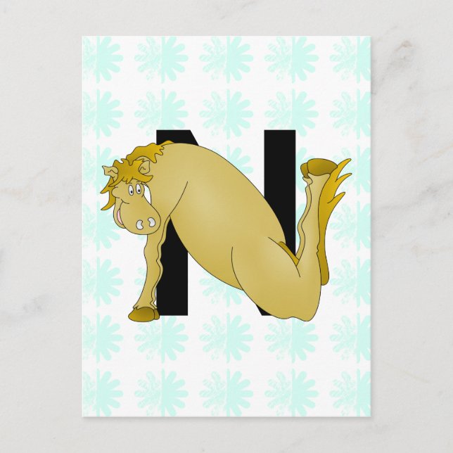 Monogramm N Cartoon Personalisiert Postkarte (Vorderseite)