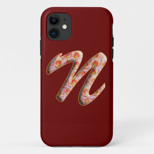 Monogramm N in Rose Muster für iPhone 5 Fall iPhone 11 Hülle