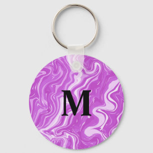 Monogramm Nahtloses Abstraktes Marmormuster rosa M Schlüsselanhänger