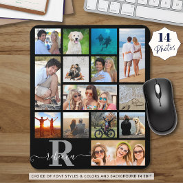 Monogramm Name 14 Bild Collage benutzerdefinierte  Mousepad