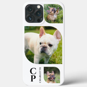Monogramm Name 3 Foto-Collage Einfach Modern Case-Mate iPhone Hülle