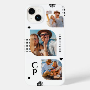 Monogramm Name 3 Foto Collage Trendig Modern Case-Mate iPhone 14 Plus Hülle