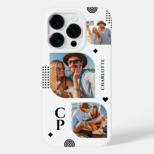 Monogramm Name 3 Foto-Collage trendy modern Case-Mate iPhone 14 Pro Hülle
