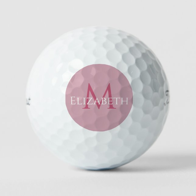 Monogramm-Name Anfangsbuchstabe Elegant Rosa Golfball (Vorderseite)