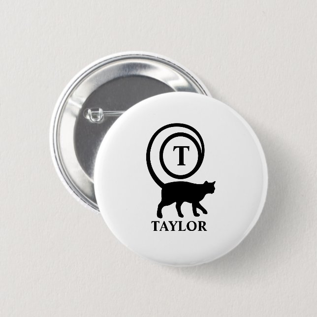 Monogramm-Name Anfangsbuchstabe Kitty-Katze Liebha Button (Vorne & Hinten)