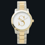 Monogramm-Name Anfangsbuchstabe Modern Personalisi Armbanduhr<br><div class="desc">Erhöhen Sie Ihren Stil mit dieser personalisierten Gold-Monogramm-Name-Anfangsbuchstabe-Uhr. Mit einem schlanken goldenen Finish und einem stilvollen individuellen Anfangsbuchstaben ist sie ein zeitloses Accessoire und ein bedeutungsvolles Erinnerungsstück – perfekt für alltägliche Eleganz oder ein Geschenk,  das sie in Ehren halten werden. Einfache Eleganz gepaart mit Chic.</div>