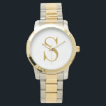 Monogramm-Name Anfangsbuchstabe Modern Personalisi Armbanduhr<br><div class="desc">Erhöhen Sie Ihren Stil mit dieser personalisierten Gold-Monogramm-Name-Anfangsbuchstabe-Uhr. Mit einem schlanken goldenen Finish und einem stilvollen individuellen Anfangsbuchstaben ist sie ein zeitloses Accessoire und ein bedeutungsvolles Erinnerungsstück – perfekt für alltägliche Eleganz oder ein Geschenk, das sie in Ehren halten werden. Einfache Eleganz gepaart mit Chic.</div>