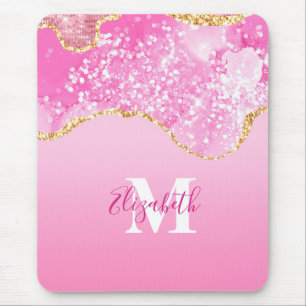 Monogramm Name Anfangsbuchstabe Rosa Gold Glam Gli Mousepad
