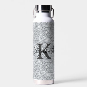 Monogramm Name Anfangsbuchstabe Silber Glitter Mäd Trinkflasche
