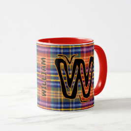 Monogramm Name (antiker Karierter Stil) Vintager K Tasse