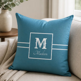 Monogramm Name Aquamarin und weißes Kissen