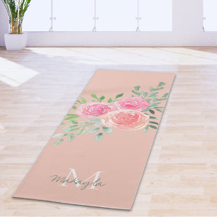 Monogramm Name Aquarell Rosa Farbe Yogamatte