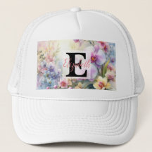 Monogramm-Name auf Aquarell-Blumen in Pastellfarbe