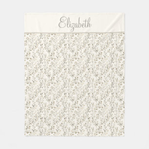 Monogramm Name Beige Grau Braun Botanisch Neutral Fleecedecke