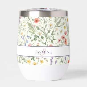Monogramm Name Blumen Wildblume Boho Lavendel Chic
