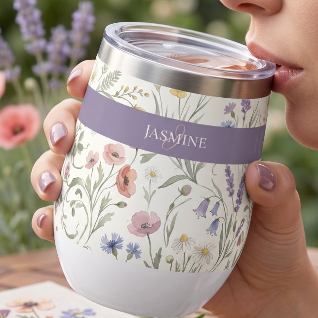 Monogramm Name Blumen Wildblume Boho Lavendel Chic (Von Creator hochgeladen)