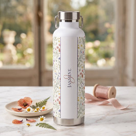Monogramm Name Blumen Wildblume Boho Lavendel Chic Trinkflasche