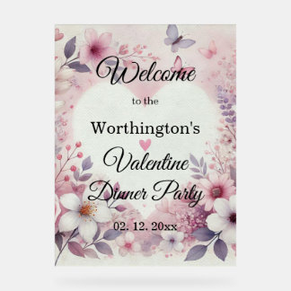 Monogramm-Name Blumenherzen romantisches Wasserfar Acrylschild