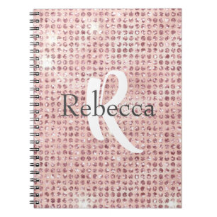 Monogramm Name Blush Pink Diamant besetztes Trendy Notizblock