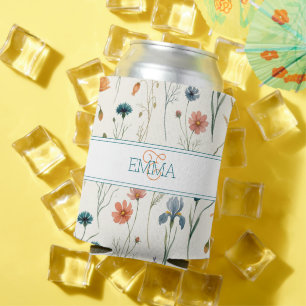 Monogramm Name Boho Wildflower-Muster Orange Türki Dosenkühler