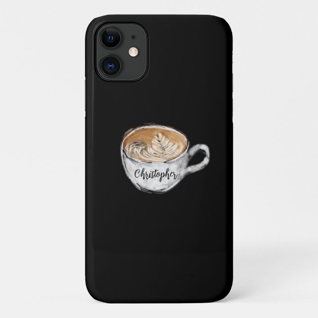 Monogramm Name Cappuccino Black Case-Mate iPhone Hülle (Rückseite)