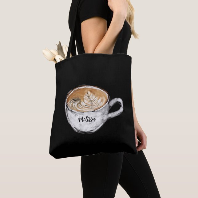 Monogramm Name Cappuccino Black Tasche (Von Nahem)