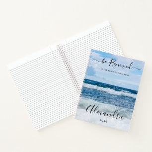 Monogramm Name Christliches Zitat Strand Foto Lini Notizbuch