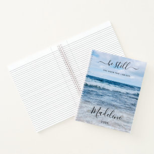 Monogramm Name Christliches Zitat Strand Foto Lini Notizbuch