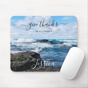 Monogramm Name christliches Zitat Strand Foto Mousepad