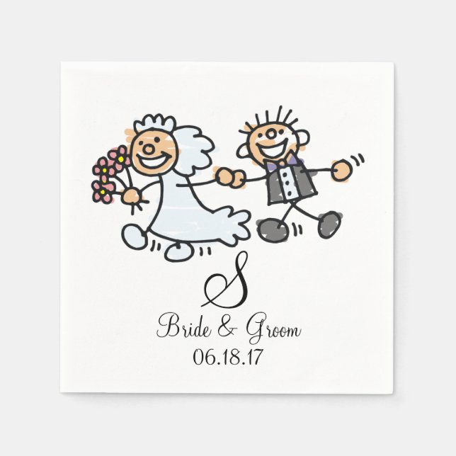 Monogramm Name Datum Hochzeit Ehepaar Brauerei Serviette (Vorderseite)