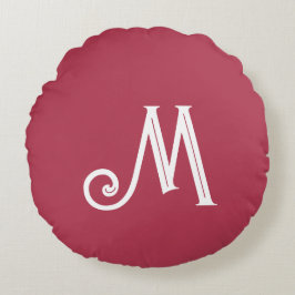 Monogramm Name Deep-Rose Rundes Kissen