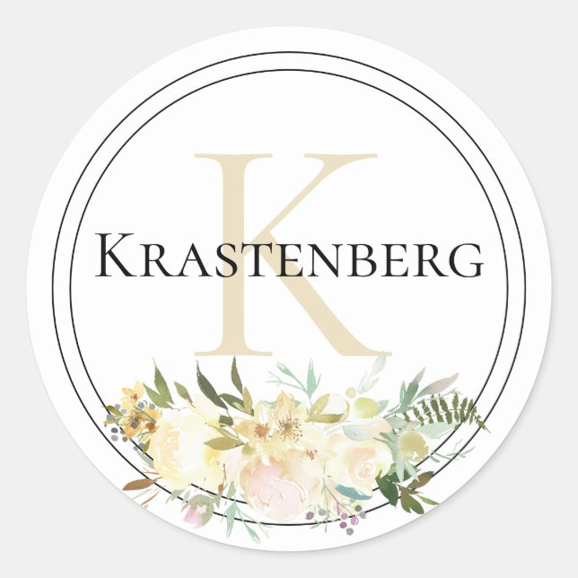 Monogramm-Name der benutzerdefinierten Familie Wei Runder Aufkleber (Vorderseite)